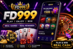 FD999 Game features with game library, secure wallet, daily rewards and referral program